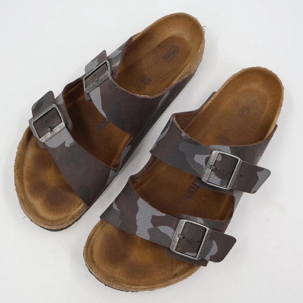 Birkenstock Arizona Sandal Mens 45 Camouflage Brown Soft Footbed Slide Buckle